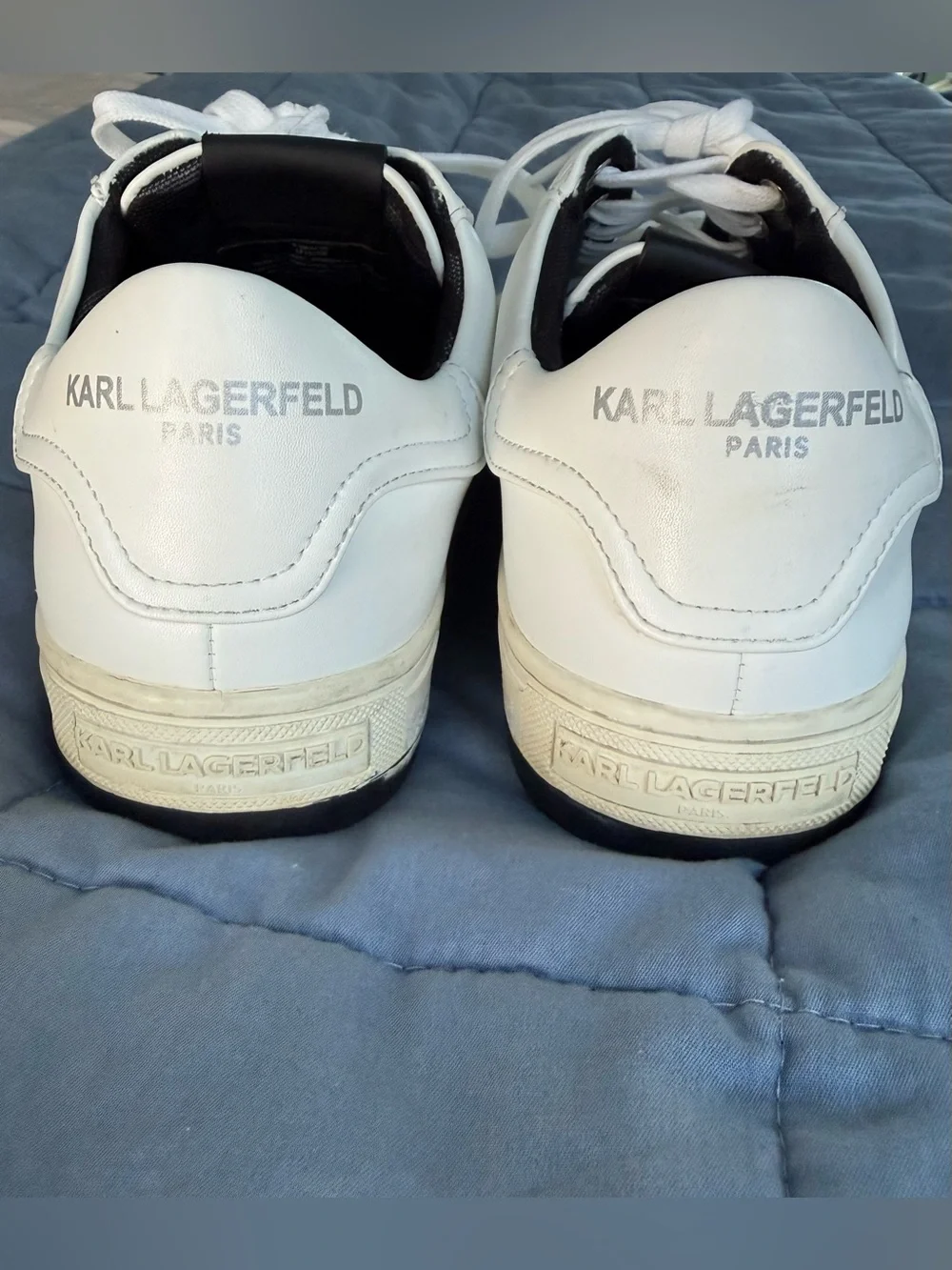 Karl Lagerfeld Paris White Leather Sawtooth Lug Sneakers Men’s 9.5 42.5